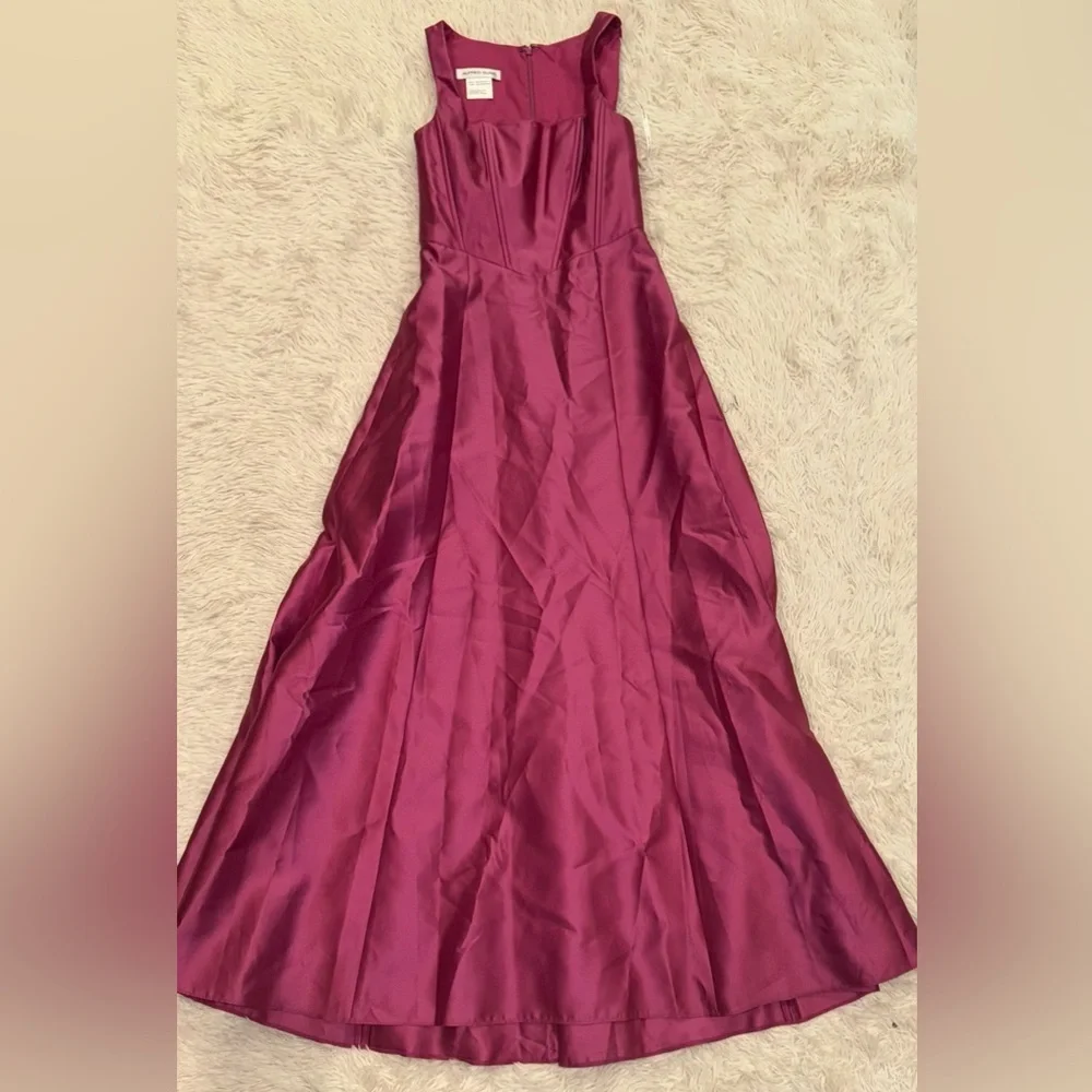NEW ALFRED SUNG Corset Satin Tea Rose Pink sleeveless Gown Sz 4 - Picture 2 of 7